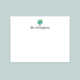 World Globe - Personalized Flat Note Card - The Note House