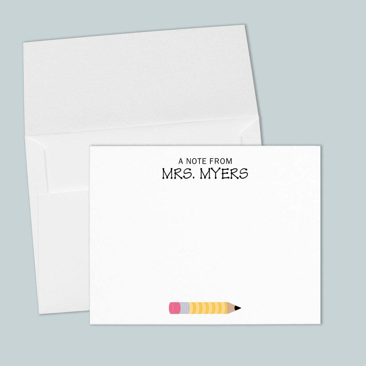 Yellow Pencil - Personalized Flat Note Card - The Note House