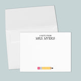 Yellow Pencil - Personalized Flat Note Card - The Note House