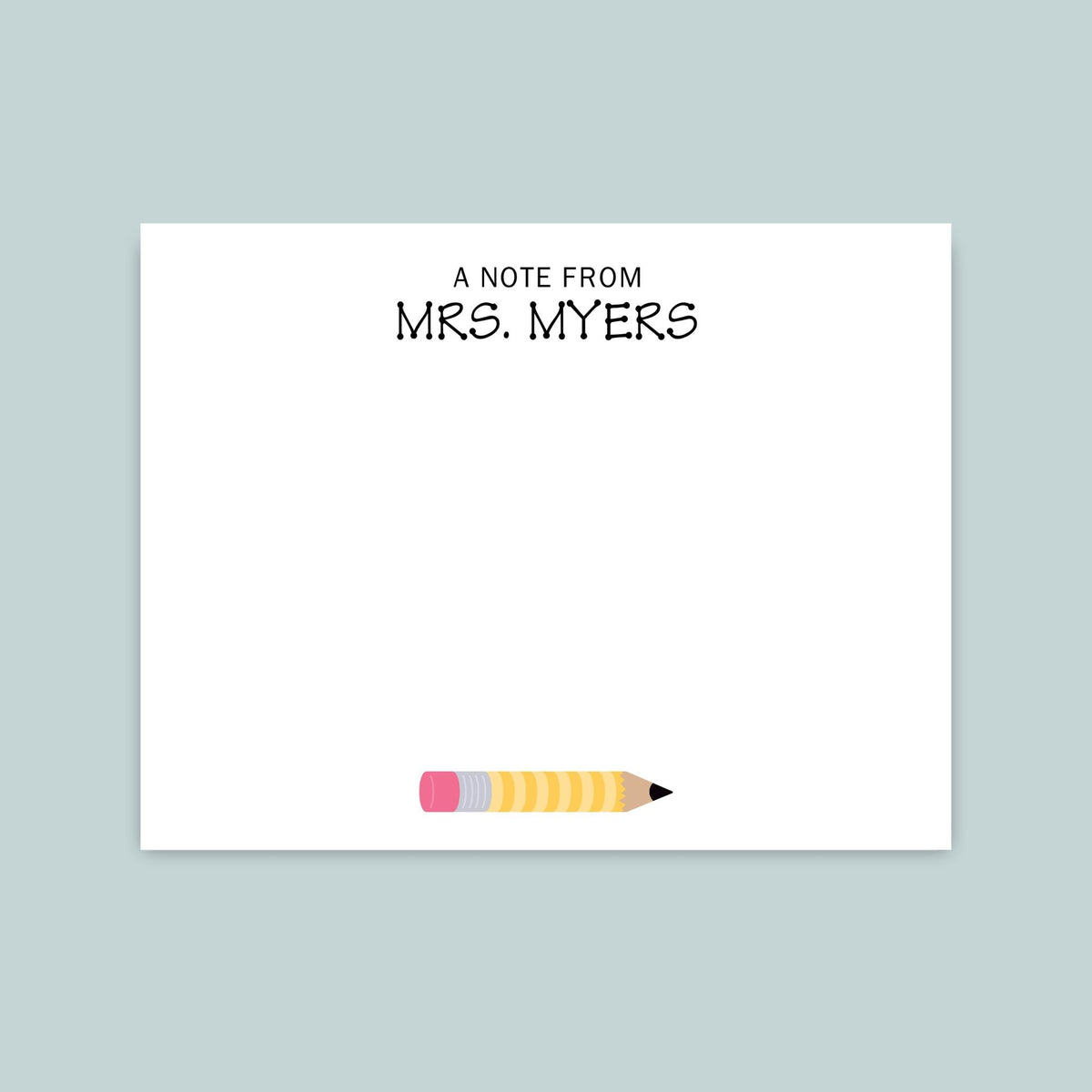 Yellow Pencil - Personalized Flat Note Card - The Note House