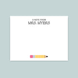 Yellow Pencil - Personalized Flat Note Card - The Note House
