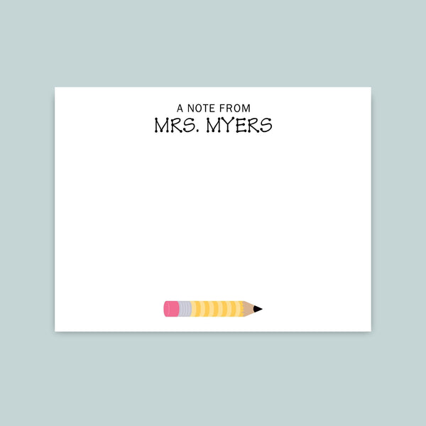 Yellow Pencil - Personalized Flat Note Card - The Note House