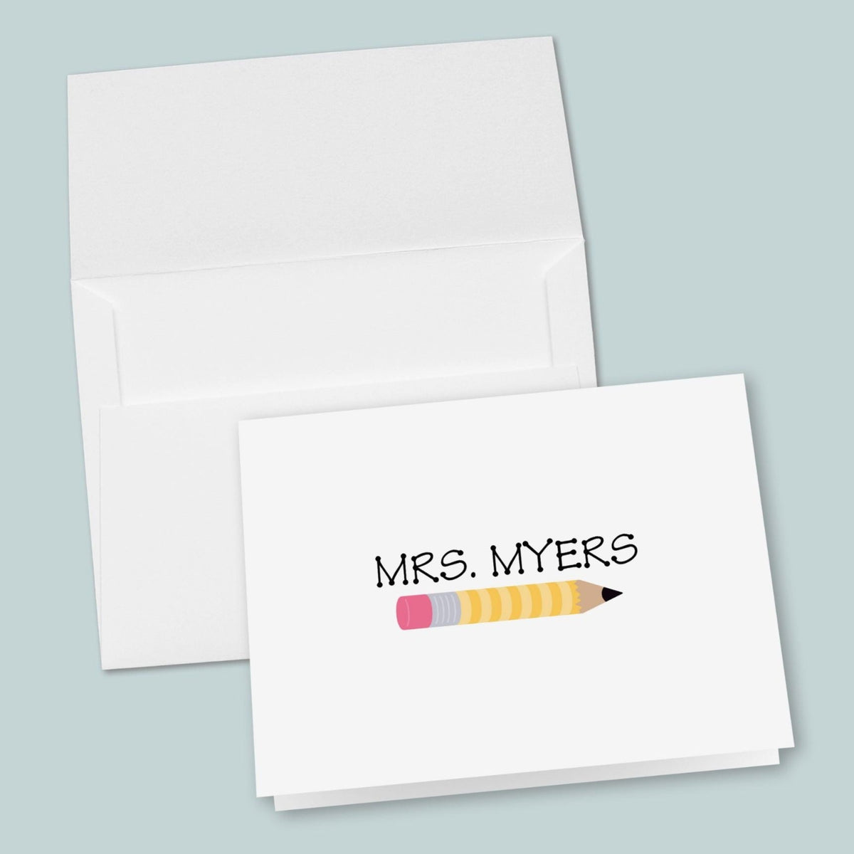 Yellow Pencil - Personalized Folded Note Card - The Note House